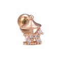 Rose gold moon and star cartilage stud earring with micro-pave white zircon stones - Carousel Style (EGD0773) / Rose Gold