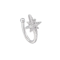 Adjustable silver star non-piercing nose clip with shimmering cubic zirconia stones - Silver (EGJ0096)