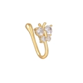 Polsino per il naso a farfalla dorato con zirconi e design a U senza foro nasale - Stile Farfalla Vivace (EGJ0085) / Oro