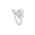 Clip per naso a farfalla in argento con quattro zirconi e design a forma di U - Stile Farfalla Vivace (EGJ0085) / Argento