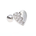 Silver heart stud earring with cubic zirconia stones and secure screw-back ball - Heart Style (EGD0208) / Silver