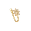 Clip per naso dorata senza foro con girasole sorridente e piccoli zirconi lucidi - Stile Faccina Sorridente Girasole (EGJ0086) / Oro