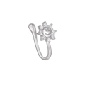 Polsino per naso argentato senza buco con girasole sorridente e zirconi brillanti - Stile Faccina Sorridente Girasole (EGJ0086) / Argento