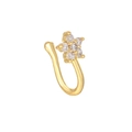 U-shaped non-piercing gold nose clip with floral cubic zirconia inlay for women - Gold (EGJ0095)