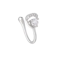 Silver U-shaped non-piercing nose clip with sparkling micro-pave zircon flower design - Silver (EGJ0097)