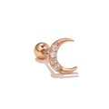 Rose gold moon cartilage earring with sparkling zircons and a secure screw ball back - Moon Style (EGD0674) / Rose Gold