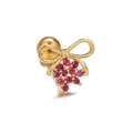 Golden bow stud earrings with pink zircon stones and round screw back closure - Gold Bowknot Style (EGD0966)