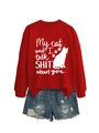 Detail eines roten Sweatshirts mit dem Spruch My Cat and I Talk Shit about you - S / Hellrot (Weiße Schrift)