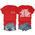 Détails avant et arrière du t-shirt rouge avec citation I Hope You Heal et cœur - Rouge (Motif blanc)