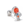 Silver astronaut cartilage stud earring with orange zircon and screw-back ball closure - Silver Astronaut (EGD1461)