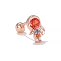 Rose gold cartoon character piercing stud with colorful cubic zirconia stones and screw ball back - Rose Gold Astronaut (EGD1461)