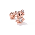 Rose gold raccoon cartilage stud with colorful zircon drop and screw ball back - Rose Gold Raccoon (EGD1462)