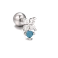 Blue zircon dinosaur-themed geometric stud earring with petal-shaped clear crystals - Flower Style (EGD0768 Silver)