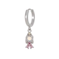 Detail view of silver earrings with princess pendant and multicolor zircon stones - Sweet Princess Style (EK00127) / Silver