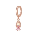 Detail of rose gold earring featuring a princess pendant with inlaid colored zircons - Sweet Princess Style (EK00127) / Rose Gold
