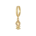 Gold princess doll drop earrings with sparkling round gemstone and yellow zircon accents - Princess Girl Style (EK00125) / Gold