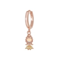 Detail of rose gold huggie earring with cute girl pendant and yellow cubic zirconia - Princess Girl Style (EK00125) / Rose Gold