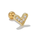Golden heart cartilidge earring with clear cubic zirconia and screw back ball closure - Gold Heart Style (EGD0992)