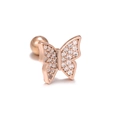 Rose gold butterfly cartilage stud earring with cubic zirconia and ball back fastener - Agile Wings Butterfly (EGD0916 Rose Gold)