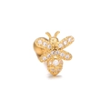 Golden bee stud earring with white cubic zirconia and spherical screw back closure - Bee Style-Gold (EGD0958)