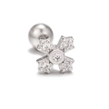 Sparkling silver cross-shaped stud earring with zircon stones and screw-back ball - Cross Flower Style-Silver (EGD0943)