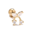 Golden cherry shaped zircon stud earring with sparkling stones and screw ball back - Cherry Style Gold (EGD0841)