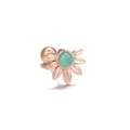Rose gold sunflower cartilage earring featuring a green gemstone and screw-back ball - Rose Gold Sunflower Style (EGD0970)