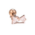 Rose gold bow stud earring featuring triangular cubic zirconia and screw ball back - Bowknot Style (EGD0827) Rose Gold
