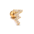 Minimalist 18K gold lightning stud earring with pave set cubic zirconia and ball back - Lightning Style (EGD0977) Gold