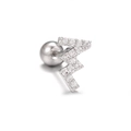 Silver lightning bolt tragus earring with cubic zirconia and screw-back ball - Lightning Style (EGD0977) Silver