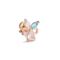Rose gold flower cartilage stud earring with blue and white marquise zirconia and ball back - Rose Gold Butterfly Style (EGD0891)