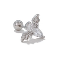 Vue macro de boucles d'oreilles chauve-souris gothiques avec oxydes de zirconium sertis - Design de Chauve-souris avec Zirconia Incrusté(EGD0870) / Argent
