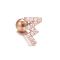 Rose gold zigzag cartilage stud earring with micro-pasted zircons and ball back closure - Lightning Style (EGD0977) Rose Gold