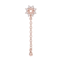 Détail de boucle d'oreille pompon or rose avec clou étoile et goutte en métal poli - Style de Gland en Forme de Goutte de Fleur Or Rose (EGD1066 Or Rose)