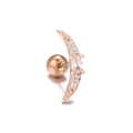 Rose gold crescent moon tragus earring with cubic zirconia and screw-back ball - Moon Style (EGD0887) Rose Gold