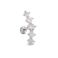 Ligne courbe de cinq zircons clairs sur un piercing d'hélix en acier chirurgical - Arc Cinq Pierres Argent (EGD0880)