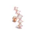 Piercing d'oreille incurvé en or rose avec cinq zircons dégradés et fermoir à boule vissé - Arc Cinq Pierres Or Rose (EGD0880)