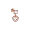 Rose gold heart earrings with sparkling cubic zirconia stones and a polished finish - Heart Dangle Style (EGD0885) Rose Gold