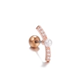 Helix-Stecker in Roségold mit weißen Zirkonia, Perle und Schraubverschluss-Kugel - Gebogene Pave Zirkonia Perle / Roségold (EGD0862)