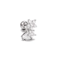Silberner Blumen-Ohrstecker mit Zirkonia-Blütenblättern und Tropfenanhänger aus Stein - Silber (EGD0967)