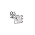 Silberner Edelstahl-Ohrstecker mit ovalem Opalstein und Zirkonia-Blumenakzent - Silber (EGD0804)