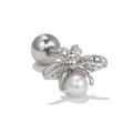 Ohrstecker Silber Biene mit weißer Perle und filigranen Flügeln aus Edelstahl - Silber (EGD0632)