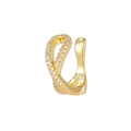 Close-up of gold-plated X-shaped ear cuff with pave-set white cubic zirconia stones - X Shape Style (EGJ0060 Gold)