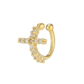 Minimalist gold ear cuff featuring a cross design with clear cubic zirconia stones - Cross Style (EGJ0059 Gold)