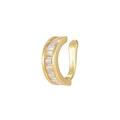 Dettaglio del copriorecchio placcato oro con pietre di zircone cubico a castone quadrato - Row Stones Wide Band Style (EGJ0064) / Oro