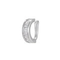 Dettaglio dell'ear cuff in argento con zirconi rettangolari incastonati in un pavé lucido - Row Stones Wide Band Style (EGJ0064) / Oro Bianco