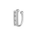 Ear cuff en argent avec trois oxydes de zirconium rectangulaires au design épuré en U - Style Vertical avec Trois Pierres Rectangulaires (EGJ0065) / Or blanc