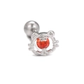 Tiger head stud earring in silver steel with a vibrant orange zircon stone inlay - Silver Tiger Head Style (EGD0779)
