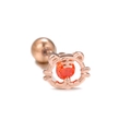 Rose gold tiger stud earring with orange zircon and threaded ball back screw design - Rose Gold Tiger Head Style (EGD0779)