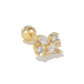 Détail d'un clou d'oreille en or avec oxydes de zirconium marquise et ronds en fleur - Style de Grappe de Fleurs Rayonnante (EGD1712 Or)